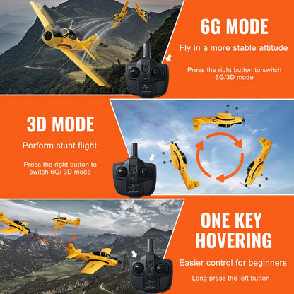 RC Plane, 2.4GHZ 4 Channel Remote Control Airplane with 6-Axis Gyro Stabilizer, Ready to Fly Trainer Aircraft Plane Toy with 2 Batteries, Easy to Fly RC Glider for Adults Kids Beginners Boys