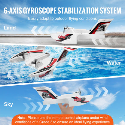 RC Plane, 2.4GHZ 3 Channel Remote Control Airplane with 6-Axis Gyro Stabilizer, Ready to Fly Amphibious Aircraft Plane Toy with 2 Batteries, Easy to Fly RC Glider for Adults Kids Beginners Boys