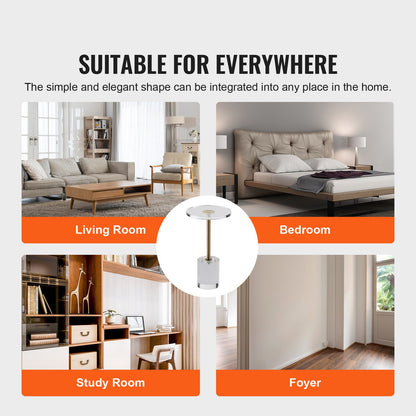 Sidobord i klar akryl, sidobord i akryl med solid bas, rund bordsskiva 28 x 28 cm, 54 cm hög, för kaffe, dryck, mat och snacks, för vardagsrum, sovrum och arbetsrum