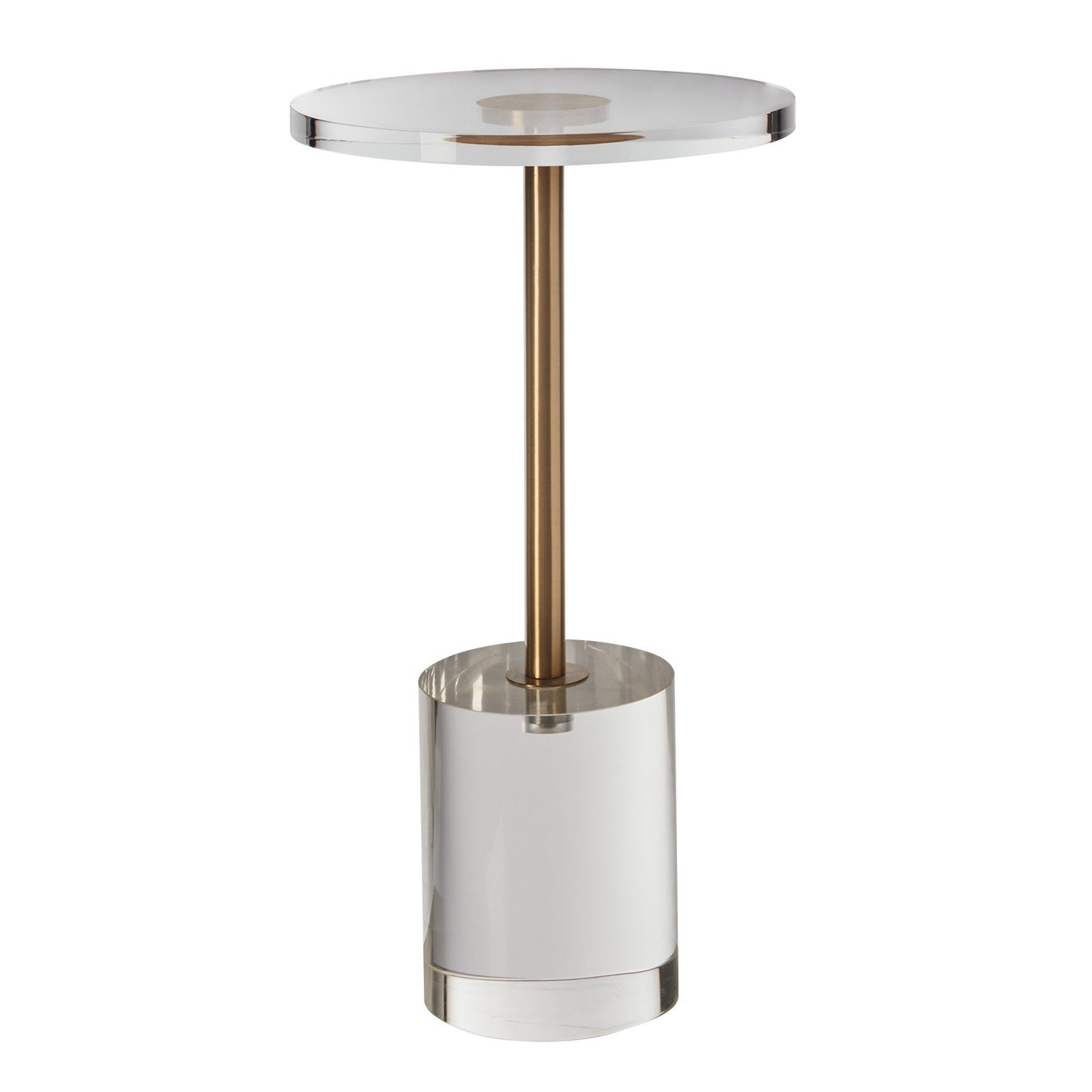 Sidobord i klar akryl, sidobord i akryl med solid bas, rund bordsskiva 28 x 28 cm, 54 cm hög, för kaffe, dryck, mat och snacks, för vardagsrum, sovrum och arbetsrum