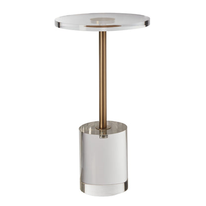 Sidobord i klar akryl, sidobord i akryl med solid bas, rund bordsskiva 28 x 28 cm, 54 cm hög, för kaffe, dryck, mat och snacks, för vardagsrum, sovrum och arbetsrum