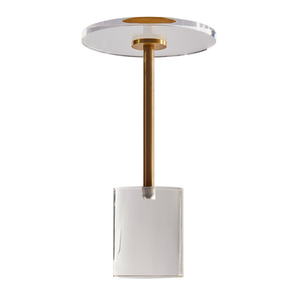 Sidobord i klar akryl, sidobord i akryl med solid bas, rund bordsskiva 28 x 28 cm, 54 cm hög, för kaffe, dryck, mat och snacks, för vardagsrum, sovrum och arbetsrum