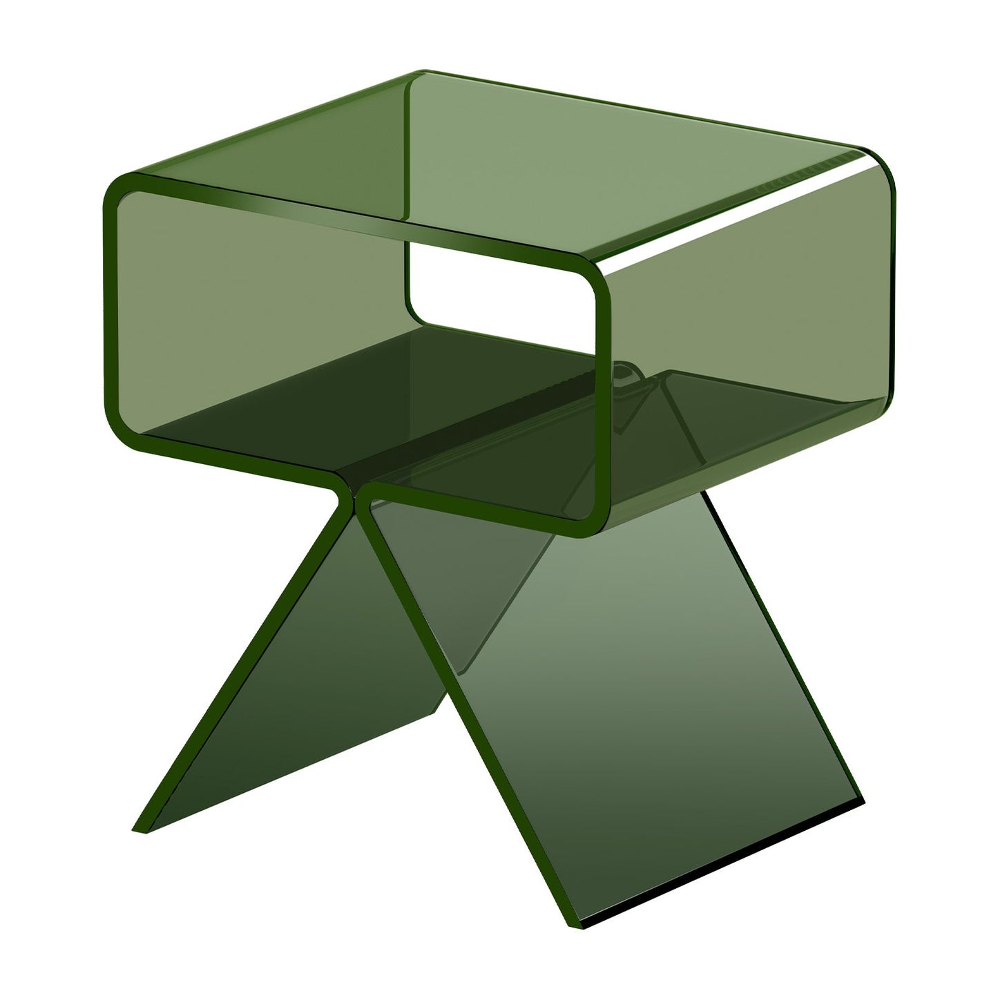 Nattduksbord i akryl, modernt, genomskinligt sängbord med förvaringshylla, transparent litet ändskrivbord för vardagsrum, sovrum, heminredning, ingen montering behövs, 30 x 39,1 x 43 cm (grön)