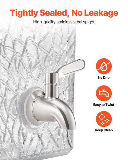 Dryckesdispenser, 10L dryckesdispensrar för fester, Glasjuicedispenser med metallställ, Tapp i rostfritt stål, Iste- och citronvattendispensrar för fester