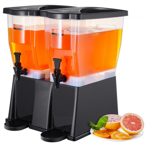 Dryckesdispenser, 3 gallon x 2 dryckesdispensrar för fester, plastjuicedispenser med stativ och lock, iste-citronjuice-vattendispenser, för restauranger, hotell, fester