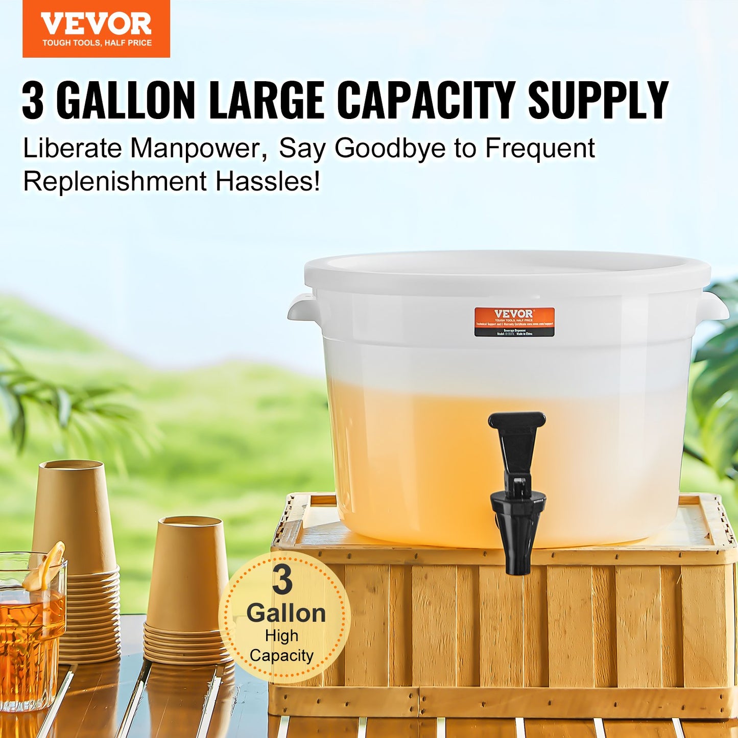 Dryckesdispenser, 3-gallons dryckesdispensrar för fester, plastjuicedispenser med kran och lock, iste-citronvattendispenser, för restauranger, hotell, fester