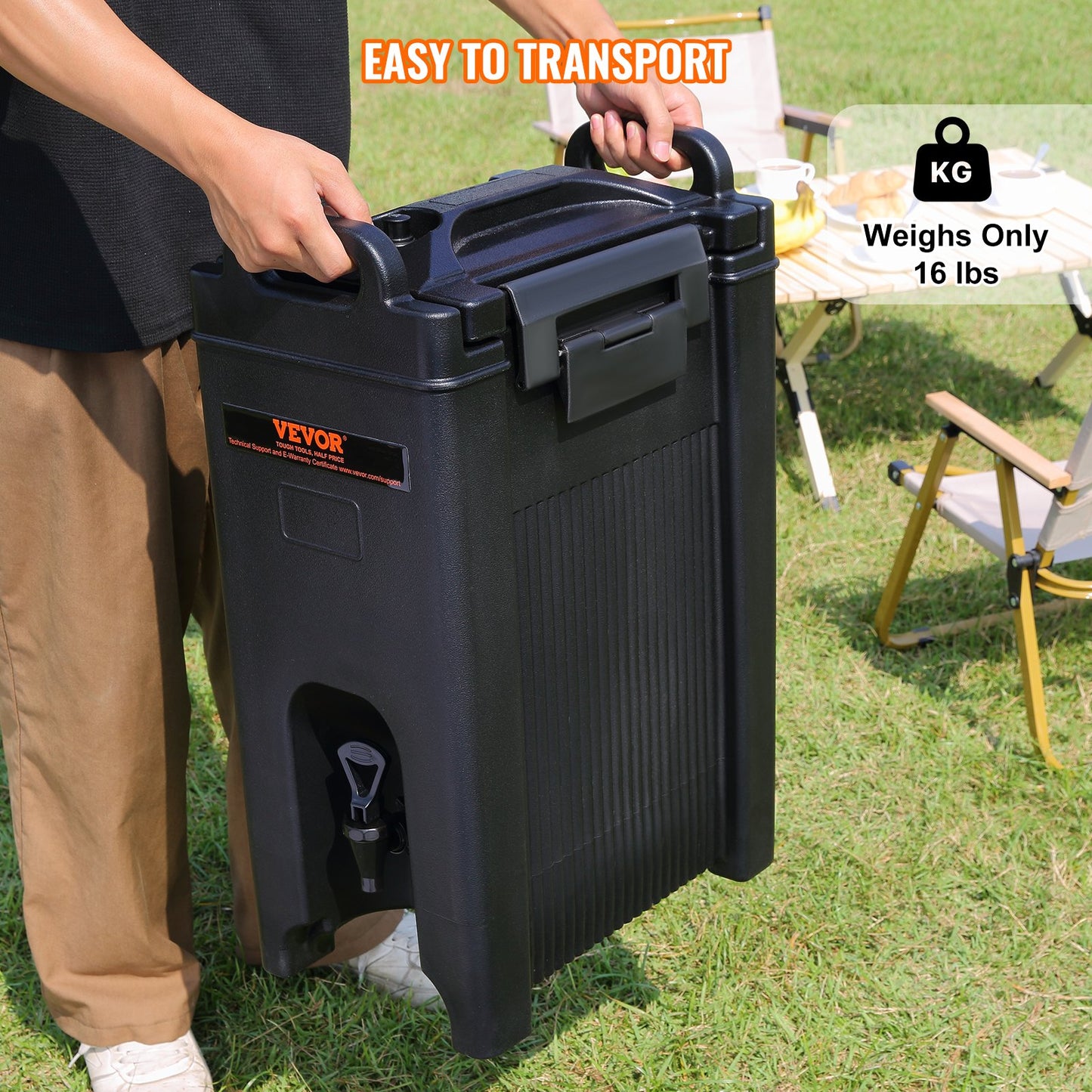 Insulated Beverage Dispenser, 18.9 L, Food-grade LDPE Hot and Cold Beverage Server, Thermal Drink Dispenser Cooler with 2.3 cm PU Layer Two-Stage Faucet Handle, for Restaurant Drink Shop