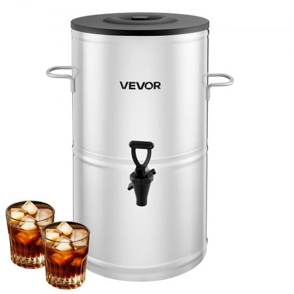 Ice Tea Dispenser, 4 Gal/15L 304 Stainless Steel Beverage Dispenser with Spigot & Handle, Suitable for Hot and Cold Drinks, for Iced Tea Coffee Water in Cafes & Restaurants