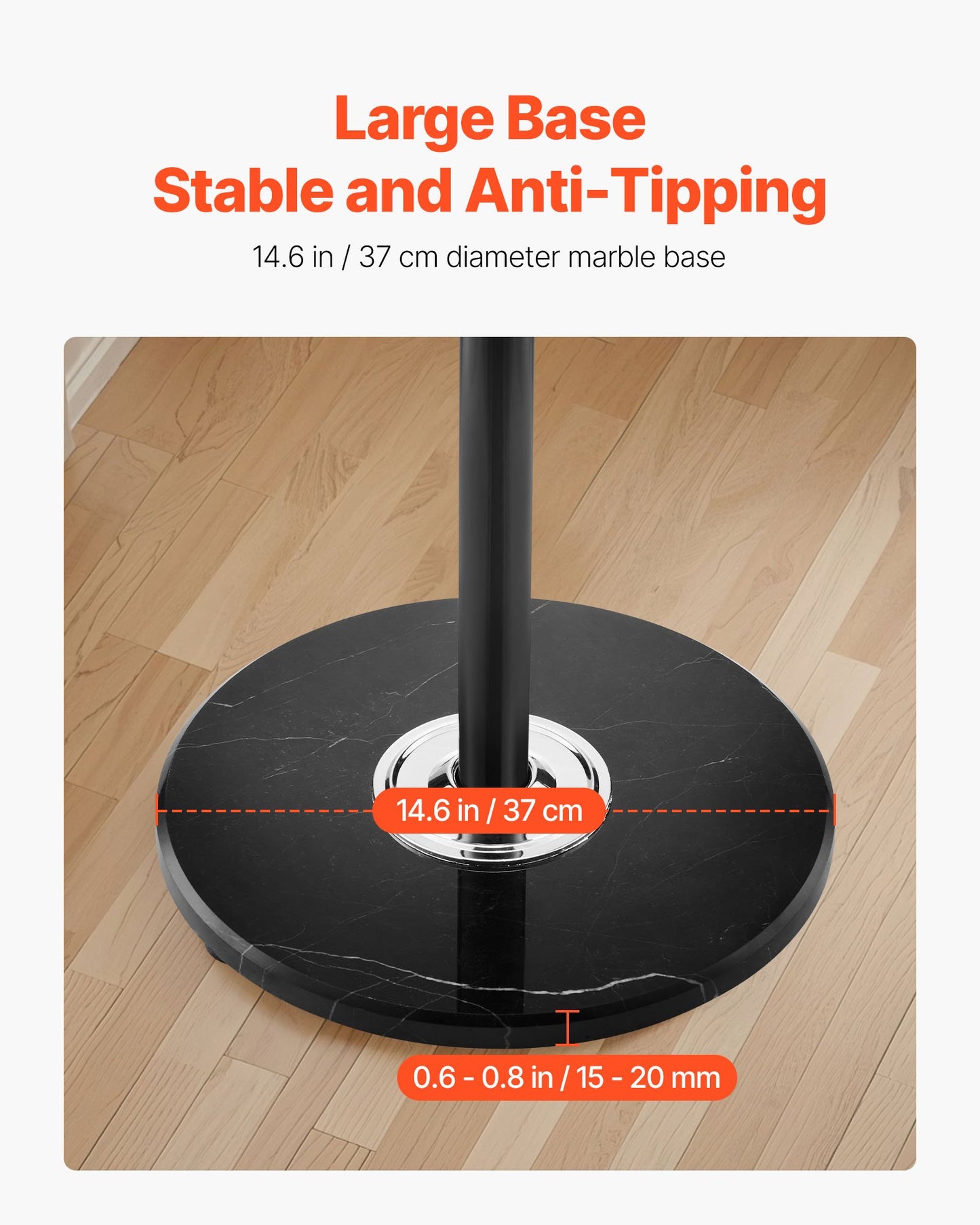 Fristående klädhängare, metallklädhängare med paraplyhållare, stabil marmorbas och 14 krokar, hallklädhängare för entré, sovrum, vardagsrum, snygg klädhängare för hattar, halsdukar, väska