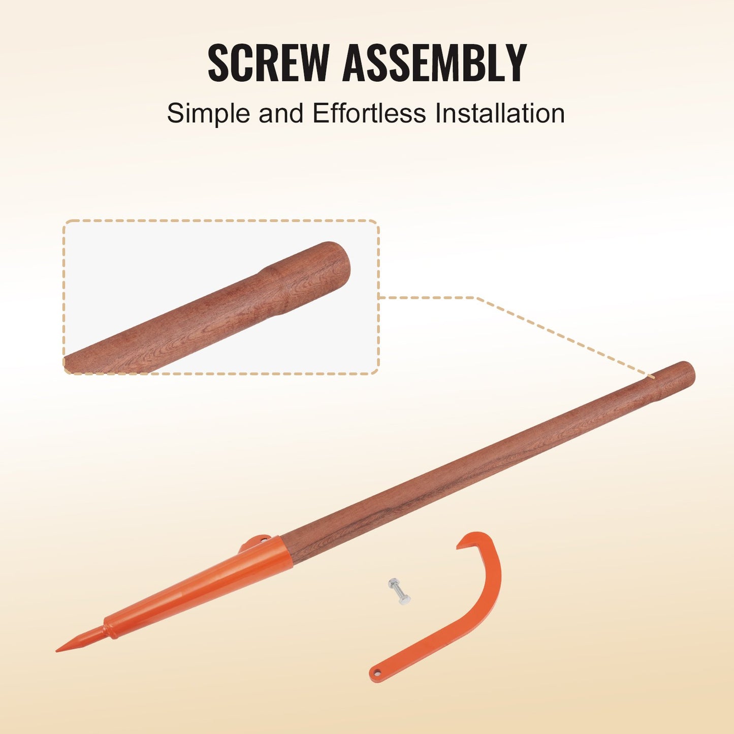 Log Peavey, 46.5 in, Wooden Handle Log Lifter, Heavy Duty Log Roller with Max 18 in Opening, Rust-Resistant Log Jack Cant Hook, Felling Log Roller Tool for Rolling, Raising, Turning Logs