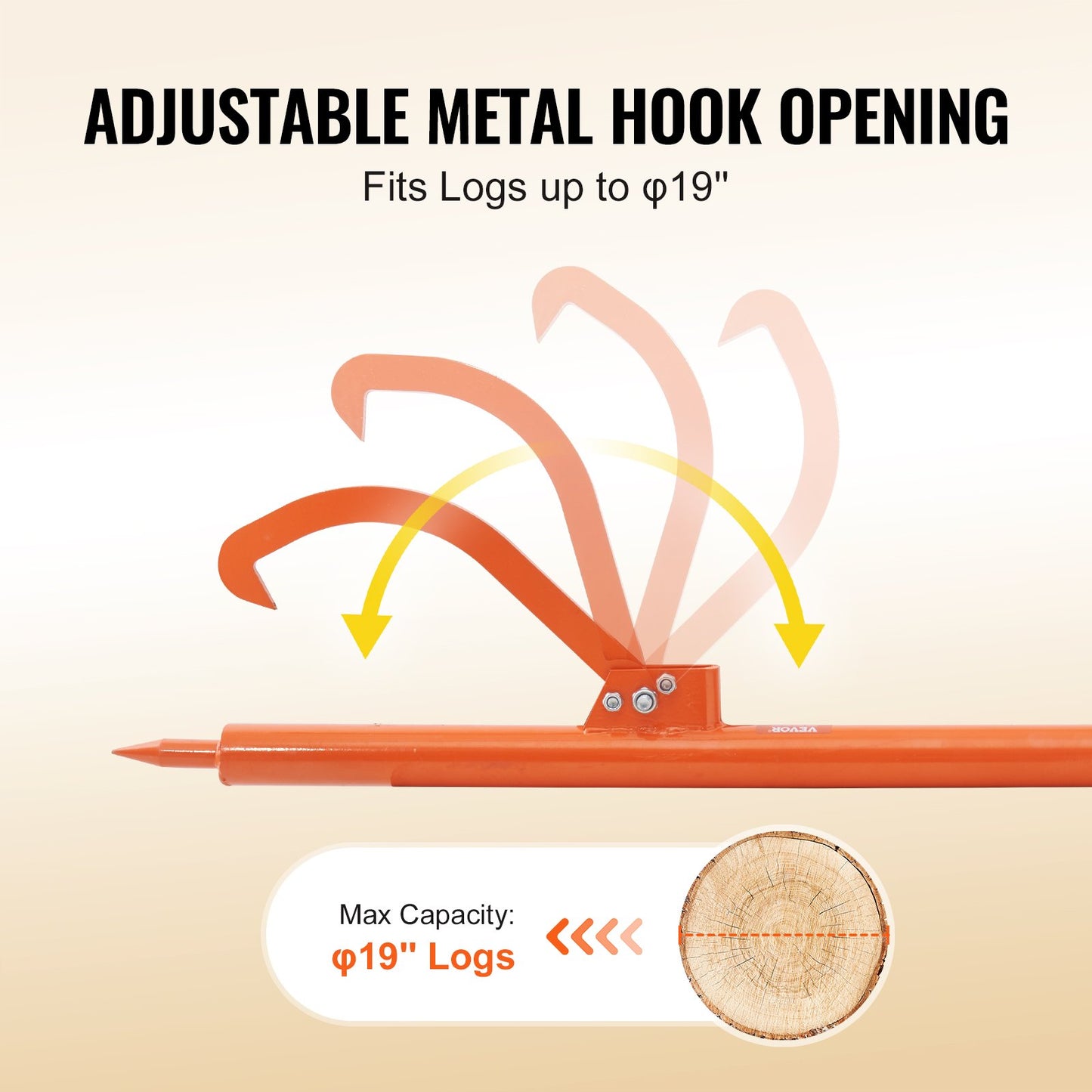 Log Peavey, 122 cm, stocklyftare med metallhandtag, kraftig stockrulle med max 48 cm öppning, rostbeständig stockdomkraft, fällningsverktyg för stockrulle för rullning, lyftning och vändning av stockar