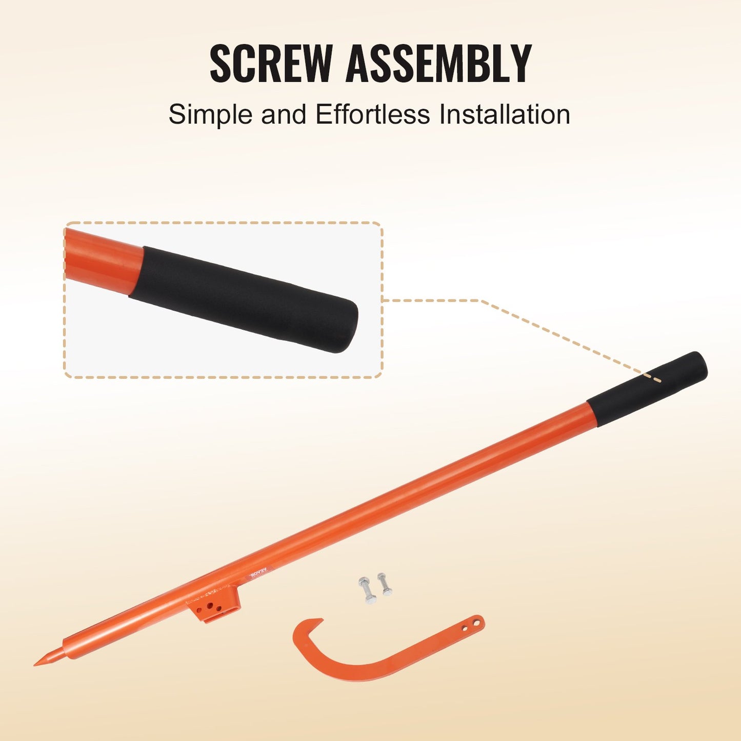 Log Peavey, 122 cm, stocklyftare med metallhandtag, kraftig stockrulle med max 48 cm öppning, rostbeständig stockdomkraft, fällningsverktyg för stockrulle för rullning, lyftning och vändning av stockar