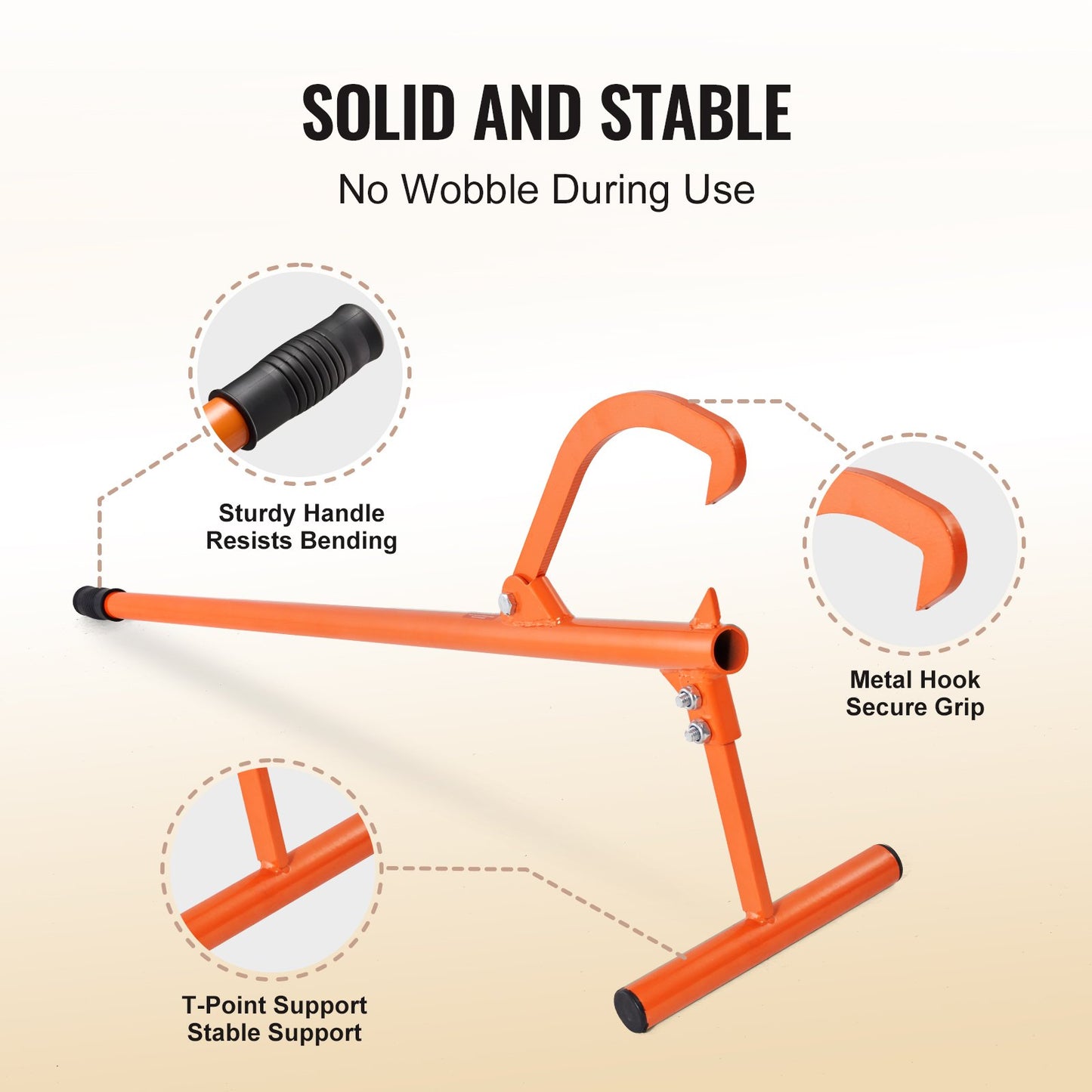 Timberjack, 48 tum, kraftig stocklyftare med metallhandtag, stockrulle med justerbar lutande krok, skogsverktyg, stockdomkraft för stockar upp till 15 tum i diameter, timmerdomkraft för rullning, kapning och lyft av stockar