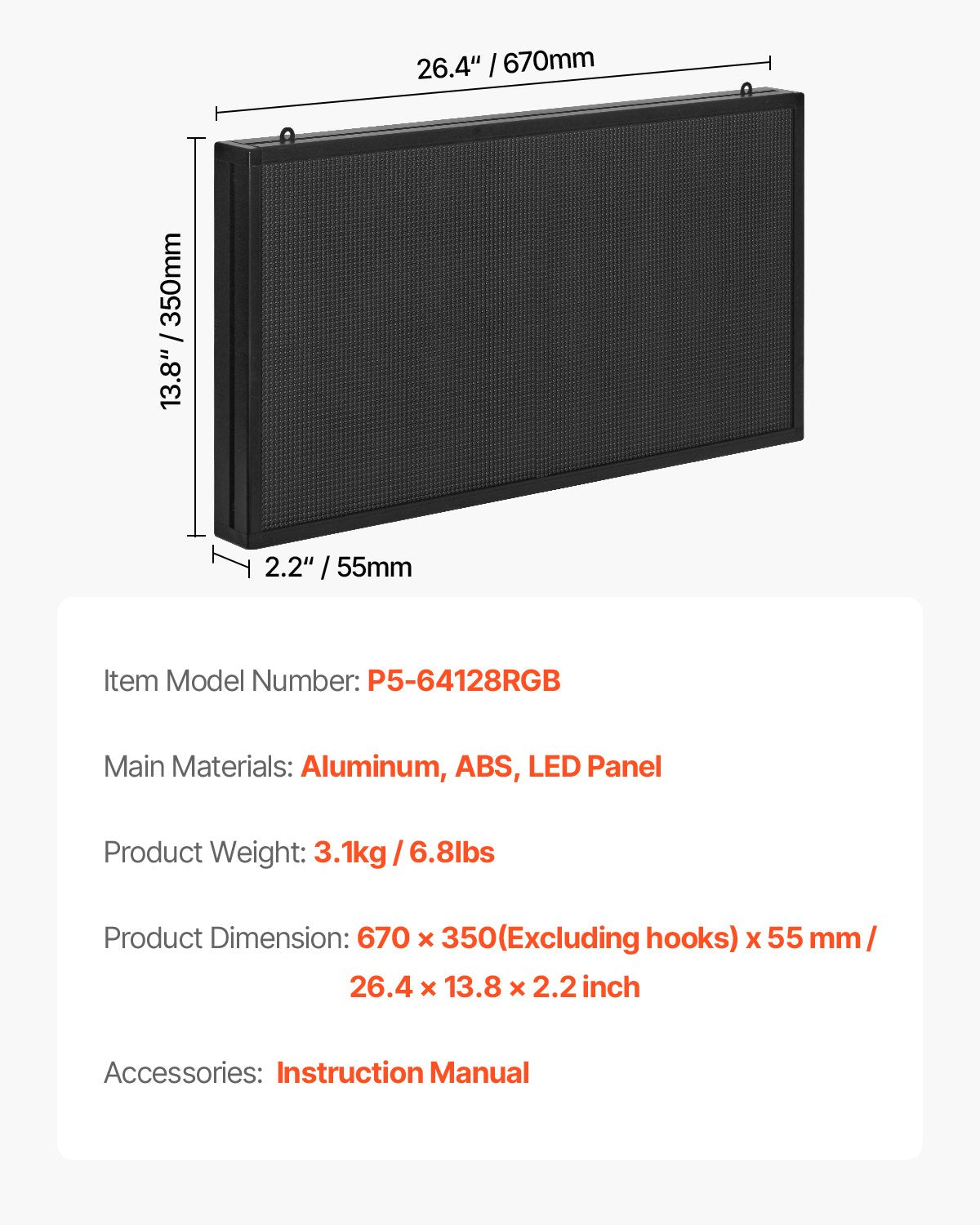 Programmable LED Sign, P5 Full Color Flexible Digital Scrolling Panel, DIY Custom Text Pattern GIF Display, Bluetooth APP Control Message Board for Store Business Advertising, Indoor 27x14 in