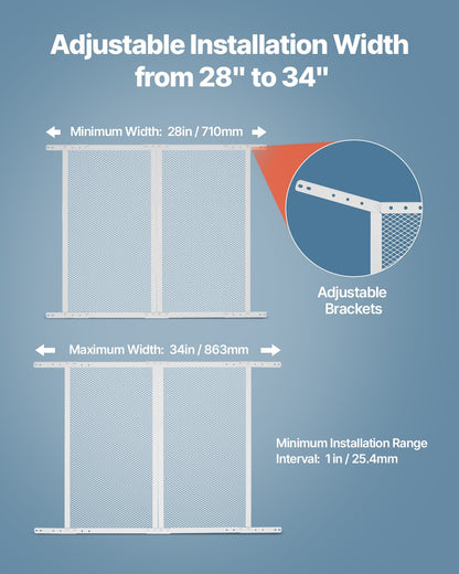Skydd för husbilsdörr, 660,4 x 609,6 mm dörrgaller, enkel att installera och demontera, förstärkt andningsbart skyddsnät, aluminiumlegering, ingångsskydd för husdjur, vit