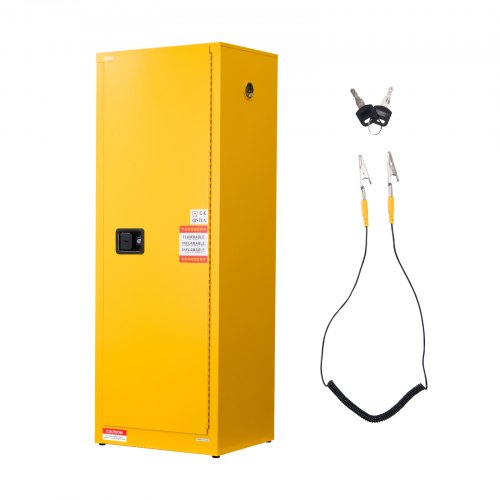 Flammable Cabinet, 59 x 46 x 165.1 cm, 23 Gallon Flammable Storage Cabinet with Adjustable Shelf, Cold-Rolled and Galvanized Steel Fire Cabinets, for Commercial Industrial and Home Use, Yellow