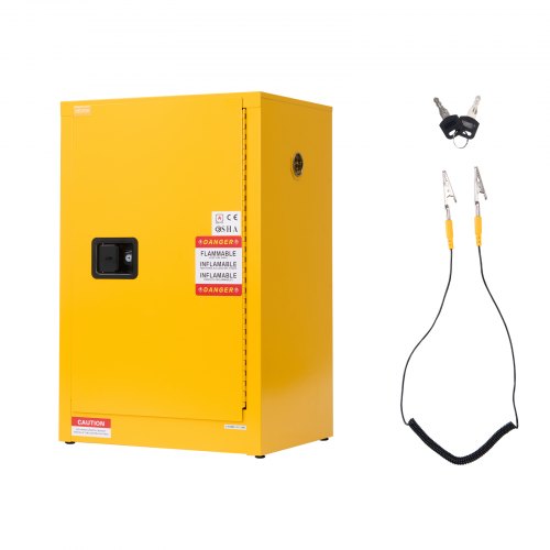 Flammable Cabinet, 59 x 46 x 90 cm, 13 Gallon Flammable Storage Cabinet with Adjustable Shelf, Cold-Rolled and Galvanized Steel Fire Cabinets, for Commercial Industrial and Home Use, Yellow