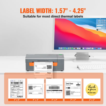 Thermal Label Printer, 203DPI 60pcs/min for 4x6 Mailing Packages, USB Connection & Automatic Label Recognition, Support Windows/MacOS/Linux, Compatible with Amazon, eBay, Etsy, UPS,etc, Gray