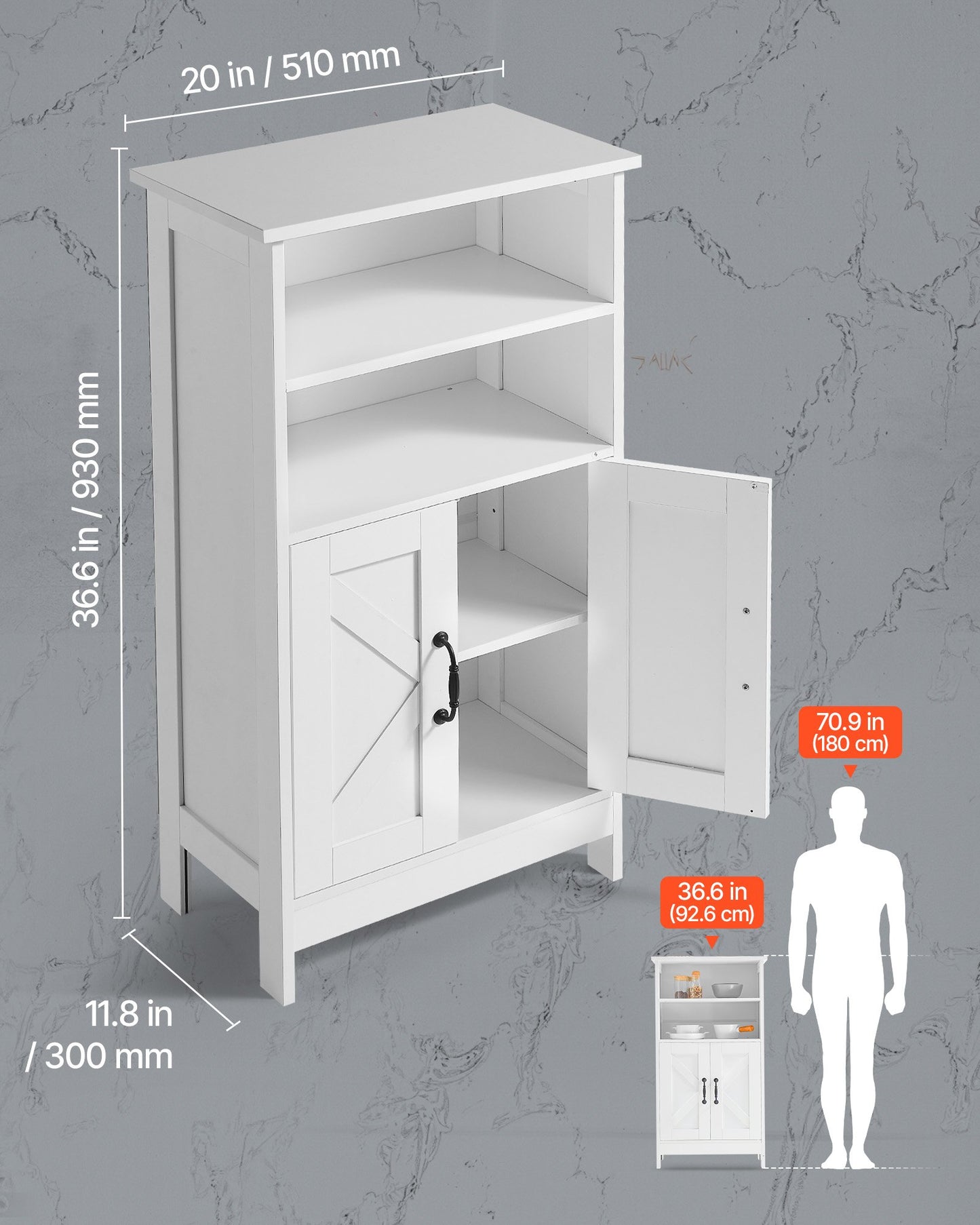 Badrumsskåp i trä, 4 våningar, förvaringsorganisatör i trä med 2 dörrar och justerbar hylla, moderna badrumsmöbler, heminredning, fristående skåp för kök/vardagsrum/entré, vit