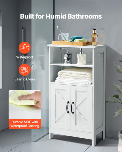 Badrumsskåp i trä, 4 våningar, förvaringsorganisatör i trä med 2 dörrar och justerbar hylla, moderna badrumsmöbler, heminredning, fristående skåp för kök/vardagsrum/entré, vit