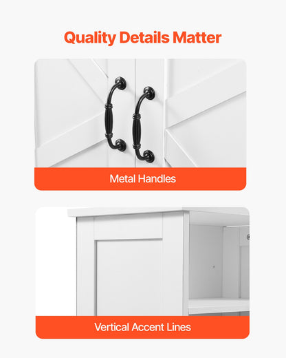 Badrumsskåp i trä, 4 våningar, förvaringsorganisatör i trä med 2 dörrar och justerbar hylla, moderna badrumsmöbler, heminredning, fristående skåp för kök/vardagsrum/entré, vit