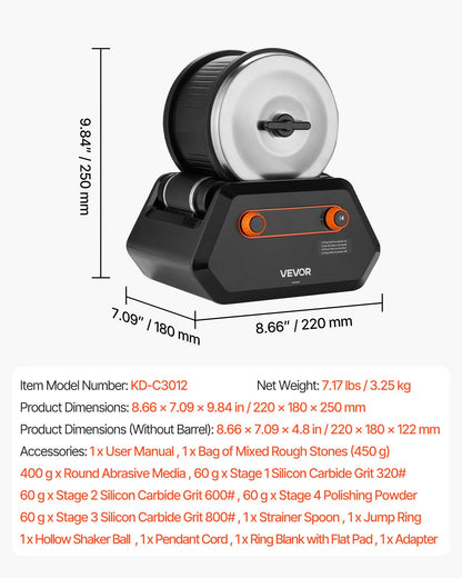 Rock Tumbler Kit, Rock Polishing Kit, 4 Speed Settings 9-Day Polishing Timer Stone Polishing Kit, Rock Polisher with Rough Gemstones and Polishing Grits, Rock Polisher for Adults Kids