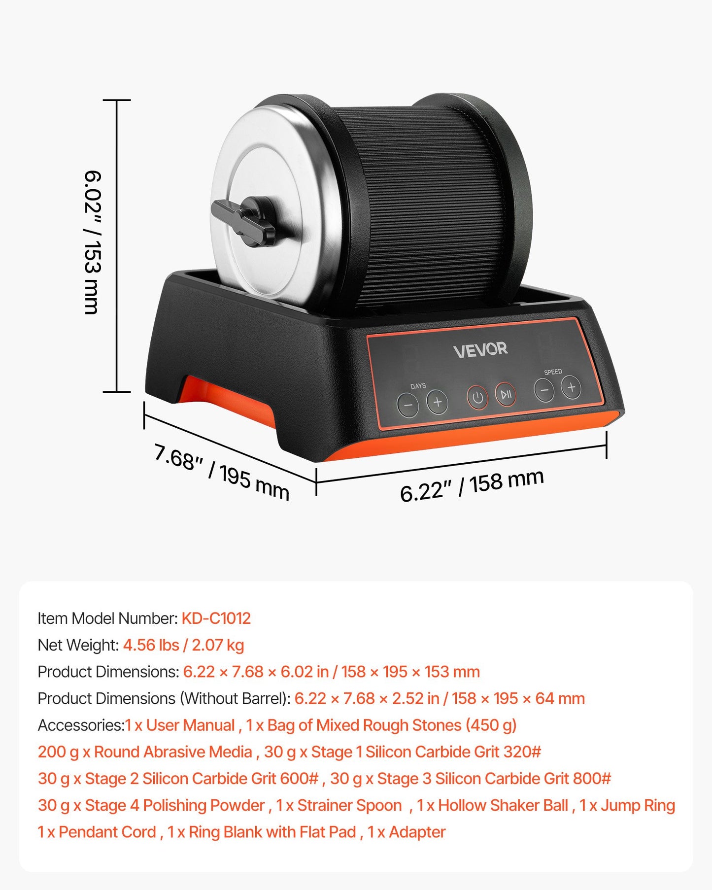 Rock Tumbler Kit, Rock Polishing Kit, 4 Speed Settings 9-Day Polishing Timer Stone Polishing Kit, Rock Polisher with Rough Gemstones and Polishing Grits, Rock Polisher for Adults Kids