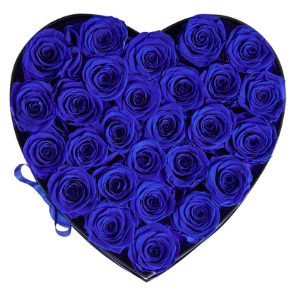 Forever Flowers, 27 Preserved Roses in a Heart Shape Box, Eternal Flowers Immortal Bouquet Birthday Present for Women Her Wife Mothers, Anniversary, Valentine's Day,Christmas, Royal Blue