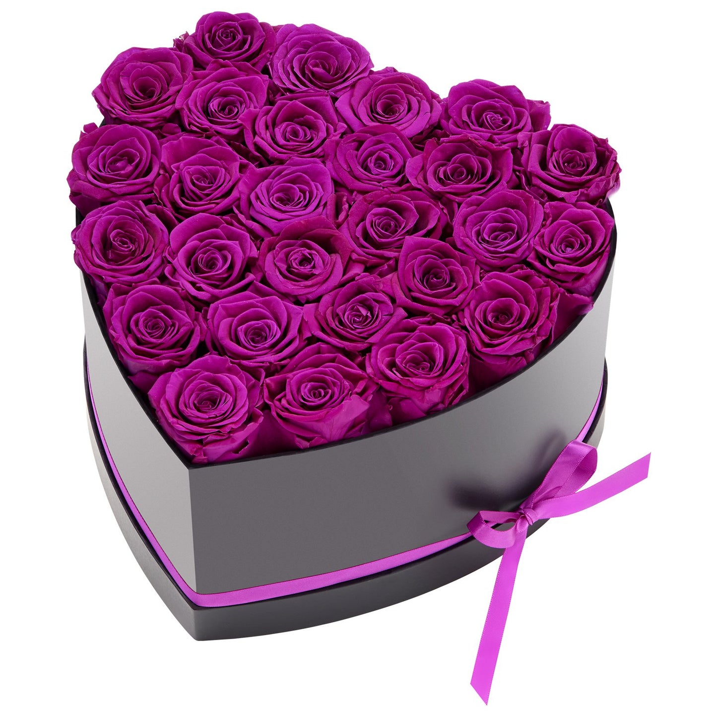 Forever Flowers, 27 Preserved Roses in Heart Shape Box, Eternal Flowers Immortal Bouquet Birthday Present for Women Her Wife Mothers, Anniversary, Valentine's Day,Christmas, Purple