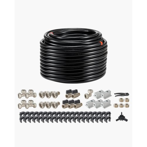 Air Compressor Line Kit, 200FT x 3/4", HDPE-Aluminum Compressed Air Piping System, Leak-Proof & Easy-to-Install, Compressed Air Line Tubing Kit for Garages Workshops, Black