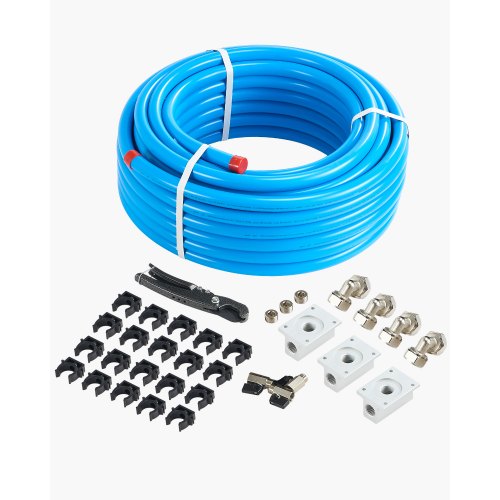 Air Compressor Line Kit, 100FT x 3/4", HDPE-Aluminum Compressed Air Piping System, Leak-Proof, Pressure-Resistant & Easy-to-Install, Compressed Air Line Tubing Kit for Garages Workshops, Blue