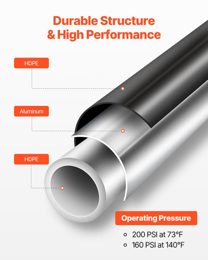 Air Compressor Line Kit, 100FT x 3/4", HDPE-Aluminum Compressed Air Piping System, Leak-Proof, Pressure-Resistant & Easy-to-Install, Compressed Air Line Tubing Kit for Garages Workshops, Black