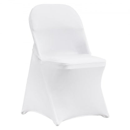 Stretch Spandex Folding Chair Covers, Universal Fitted Chair Cover, Removable Washable Protective Slipcovers, for Wedding, Holiday, Banquet, Party, Celebration, Dining (100PCS White)