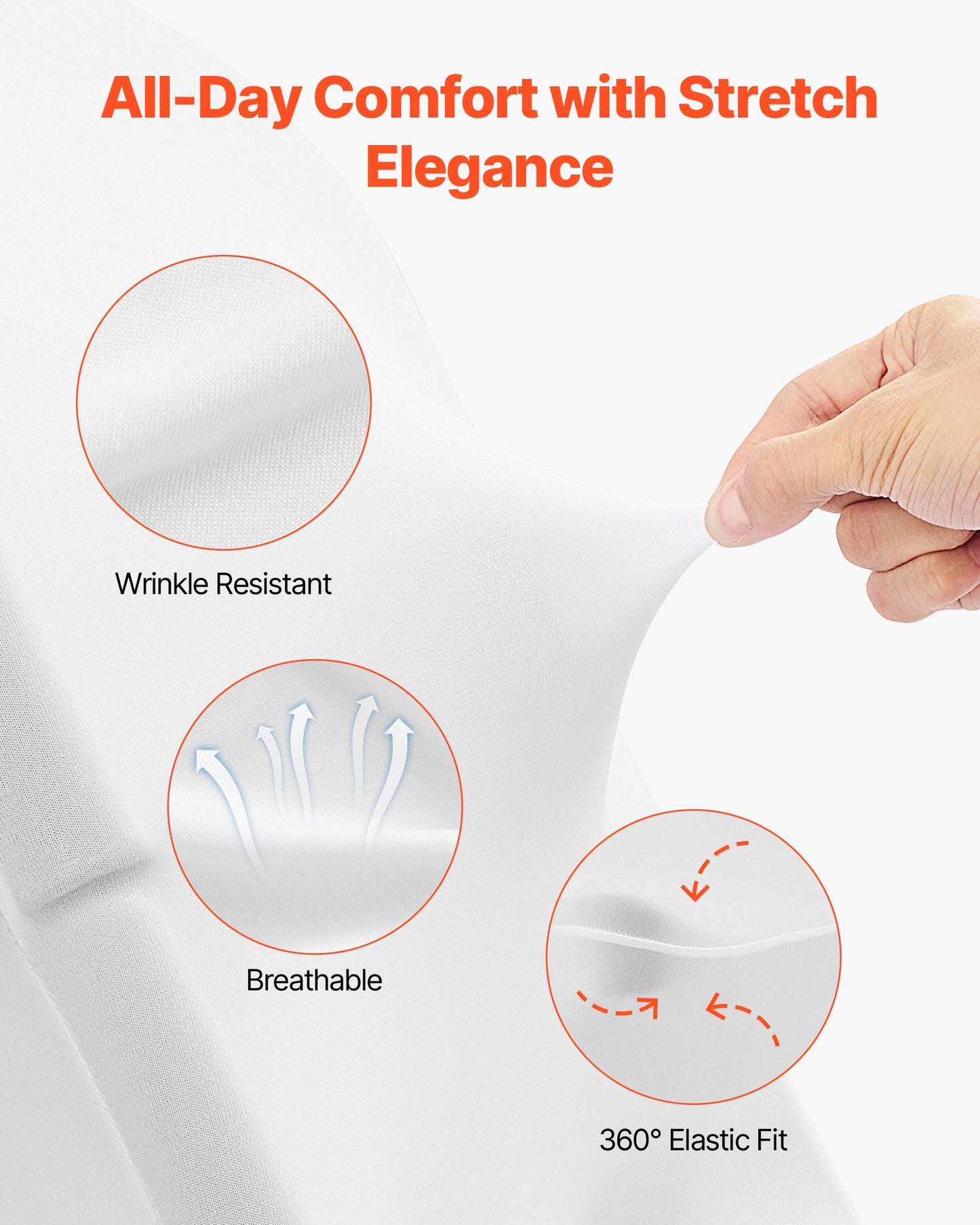 30 Pcs White Chair Covers, Polyester Spandex Chair Cover, Stretch Slipcovers for Wedding Party Dining Banquet Flat-Front Chair Covers, Fits Chair Measures up to 18.11 x 19.69 x 33.86 inch