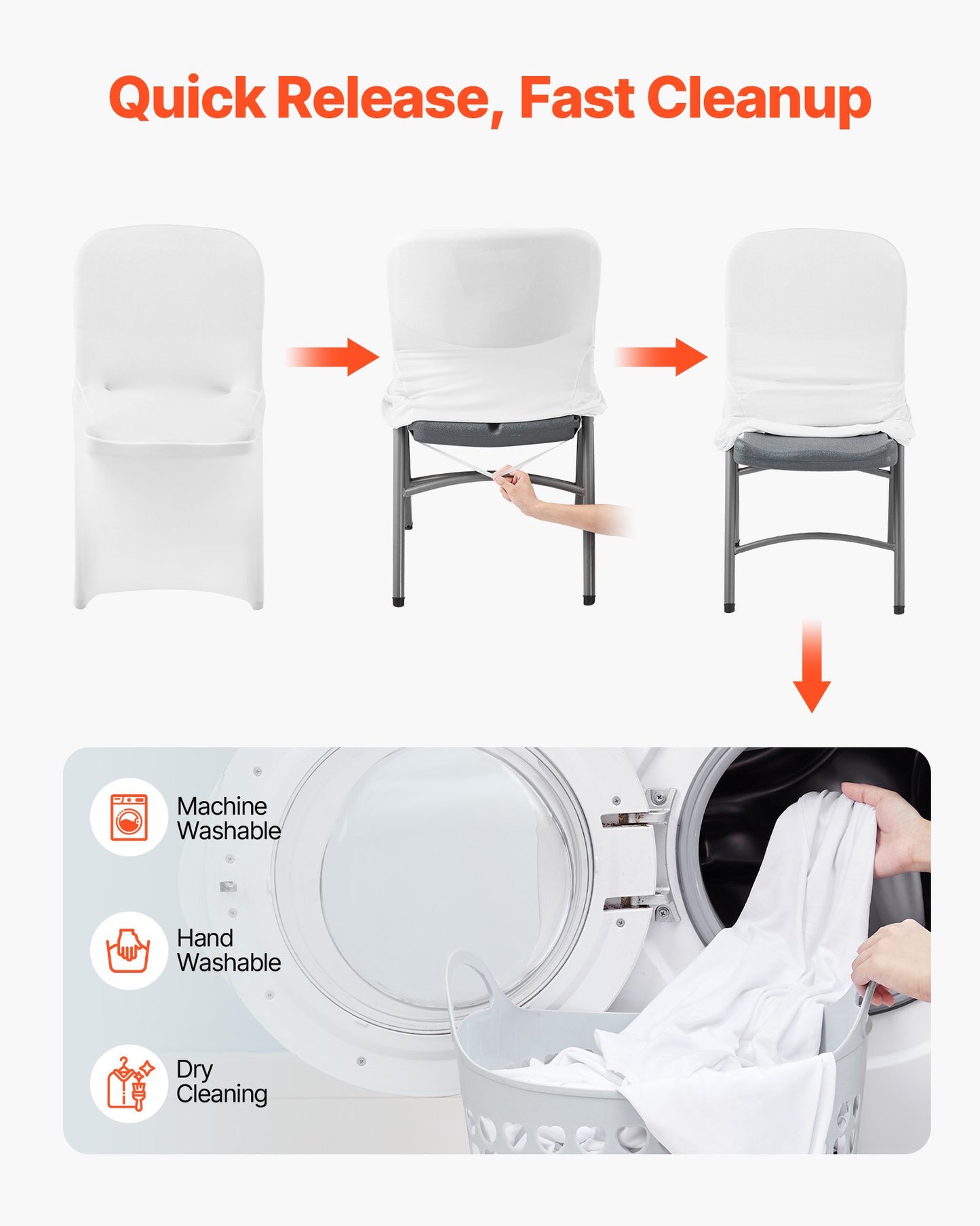 30 Pcs White Chair Covers, Polyester Spandex Chair Cover, Stretch Slipcovers for Wedding Party Dining Banquet Flat-Front Chair Covers, Fits Chair Measures up to 18.11 x 19.69 x 33.86 inch