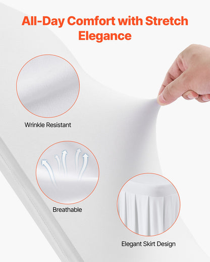 30 Pcs White Chair Covers, Polyester Spandex Chair Cover, Stretch Slipcovers for Wedding Party Dining Banquet Flat-Front Chair Covers, Fits Chair Measures up to 20.08 x 17.72 x 37.4 inch