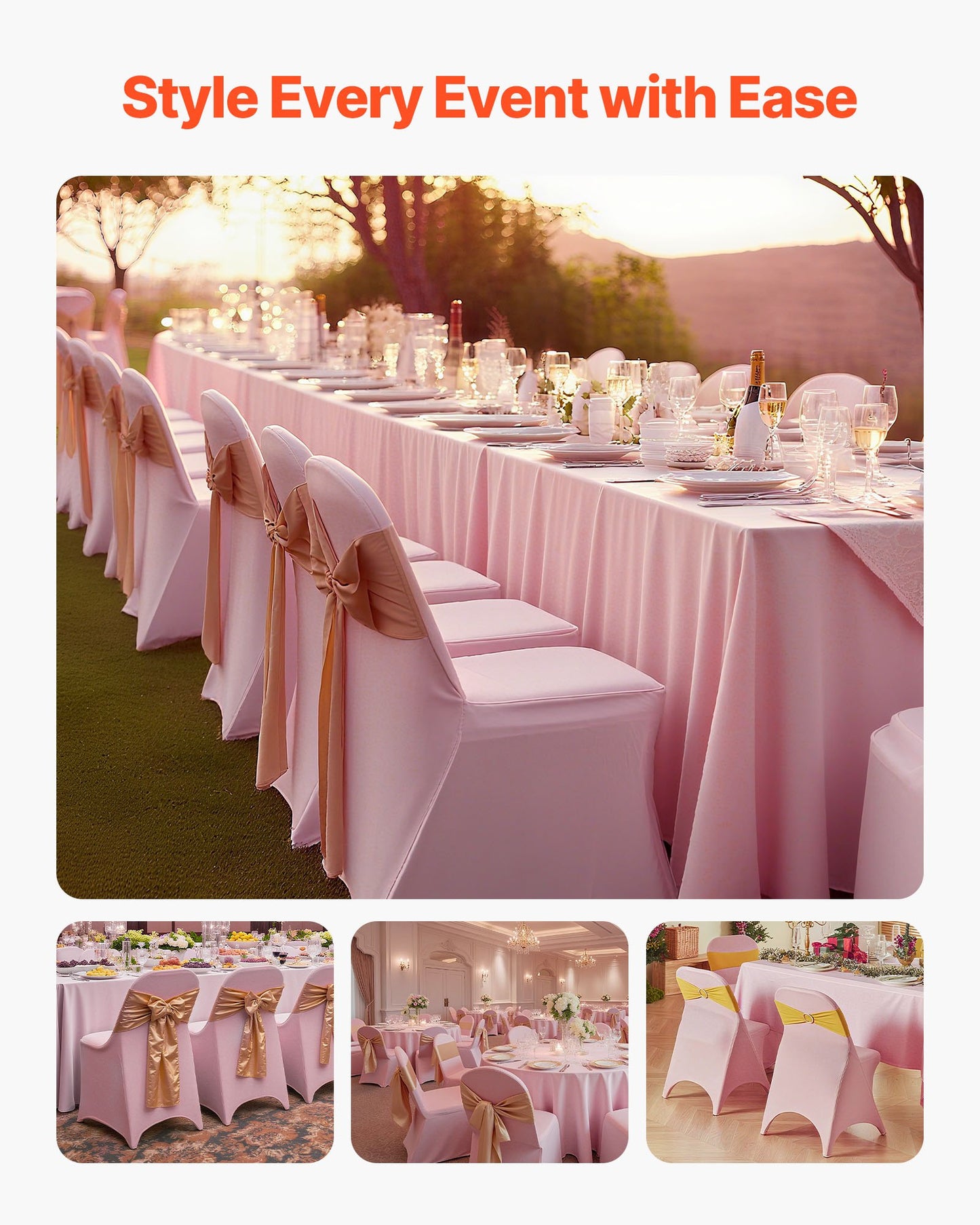 50 Pcs Pink Chair Covers, Polyester Spandex Chair Cover, Stretch Slipcovers for Wedding Party Dining Banquet Flat-Front Chair Covers, Fits Chair Measures up to 17.72 x 18.11 x 30.31 inch