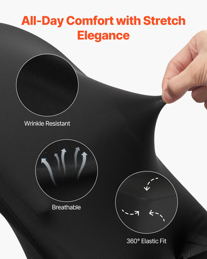 150 Pcs Black Chair Covers, Polyester Spandex Chair Cover, Stretch Slipcovers for Wedding Party Dining Banquet Flat-Front Chair Covers, Fits Chair Measures up to 17.72 x 18.11 x 30.31 inch