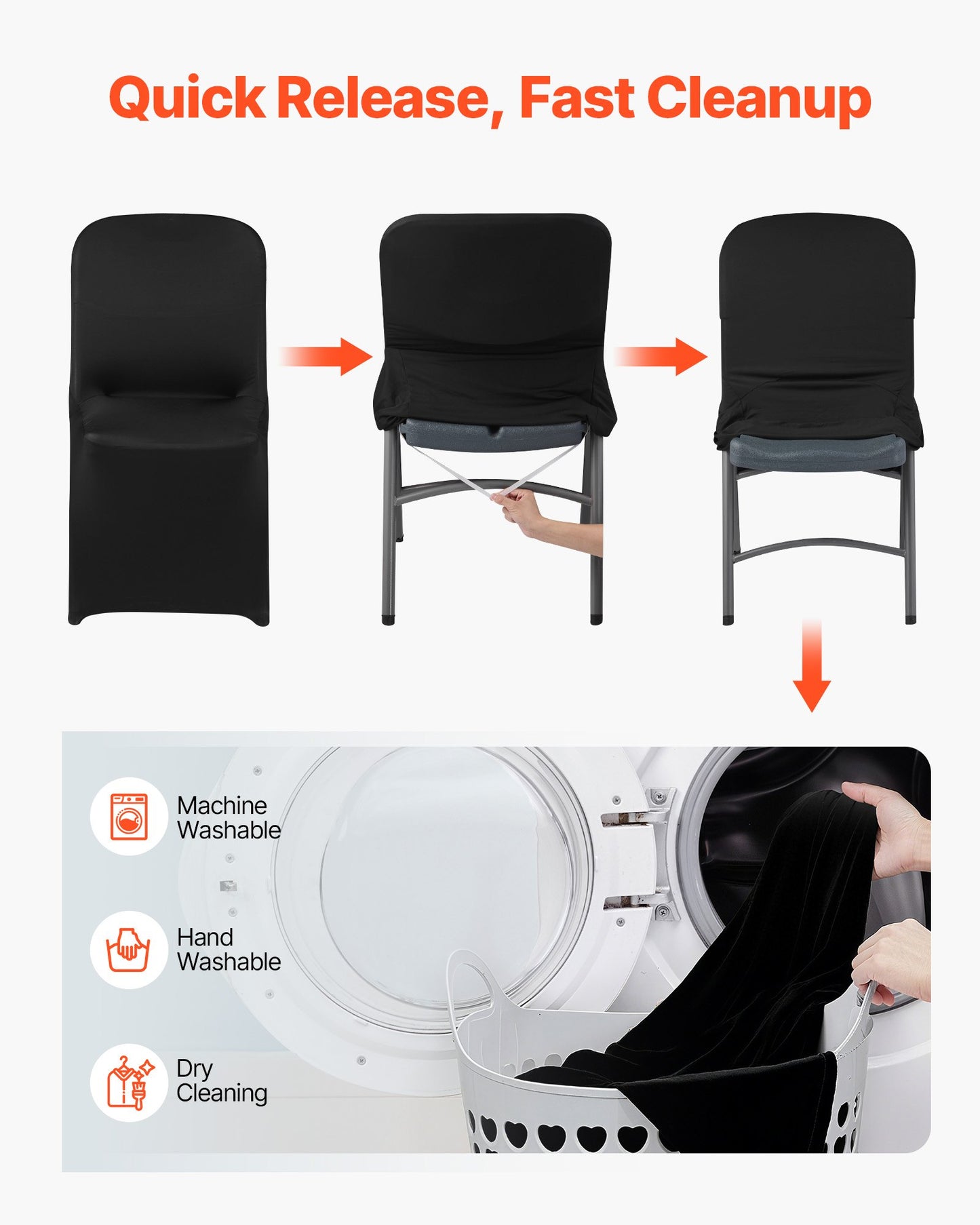 30 Pcs Black Chair Covers, Polyester Spandex Chair Cover, Stretch Slipcovers for Wedding Party Dining Banquet Flat-Front Chair Covers, Fits Chair Measures up to 18.11 x 19.69 x 33.86 inch