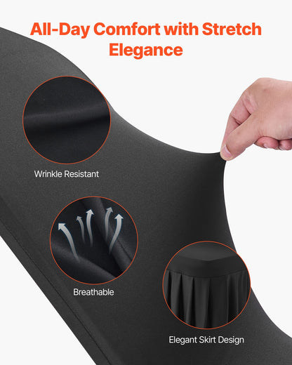 30 st svarta stolsöverdrag, polyester-spandex stolsöverdrag, stretchöverdrag för bröllopsfest, middag, bankett, platt front, passar stolsmått upp till 20,08 x 17,72 x 37,4 tum