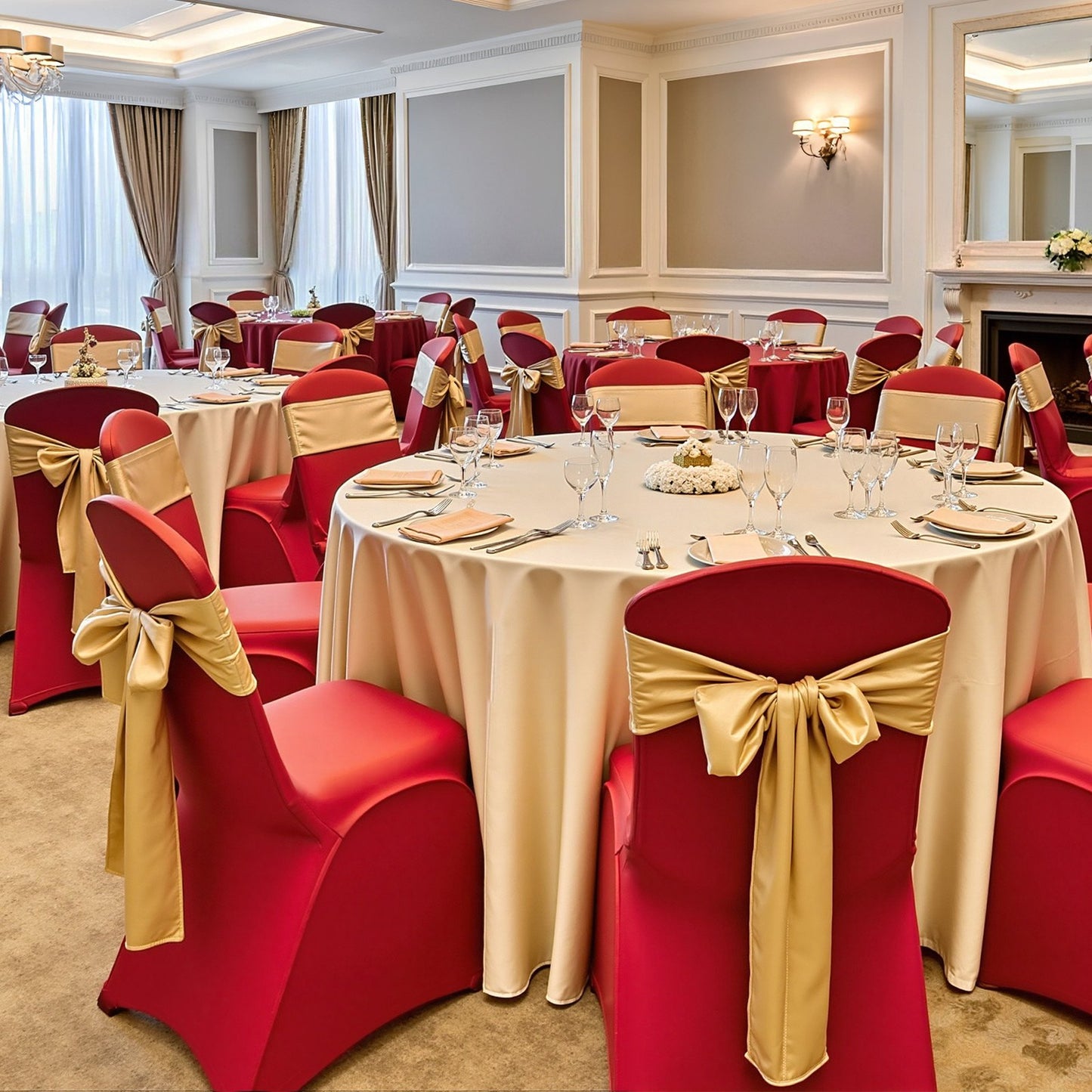 50 Pcs Red Chair Covers, Polyester Spandex Chair Cover, Stretch Slipcovers for Wedding Party Dining Banquet Flat-Front Chair Covers, Fits Chair Measures up to 20.08 x 17.72 x 37.4 inch