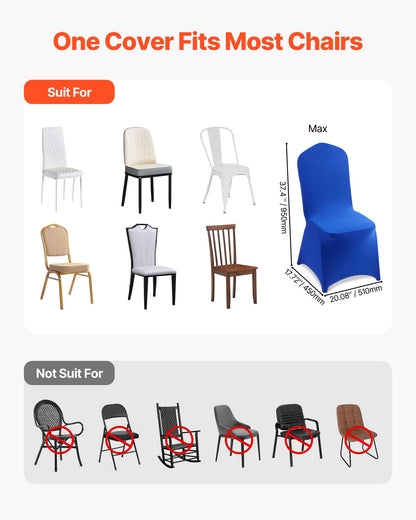 50 Pcs Royal Blue Chair Covers, Polyester Spandex Chair Cover, Stretch Slipcovers for Wedding Party Dining Banquet Flat-Front Chair Covers, Fits Chair Measures up to 20.08 x 17.72 x 37.4 inch
