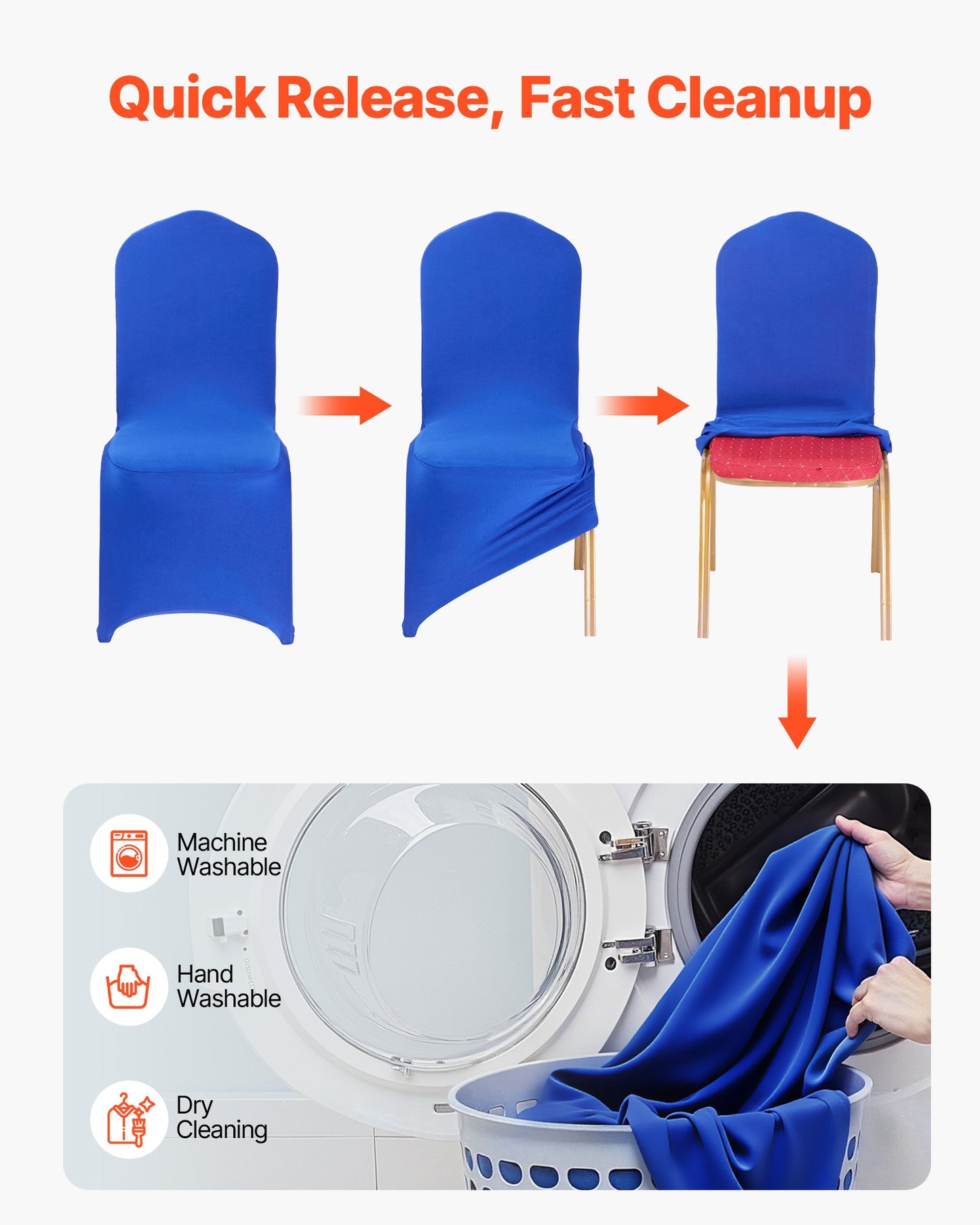 50 Pcs Royal Blue Chair Covers, Polyester Spandex Chair Cover, Stretch Slipcovers for Wedding Party Dining Banquet Flat-Front Chair Covers, Fits Chair Measures up to 20.08 x 17.72 x 37.4 inch