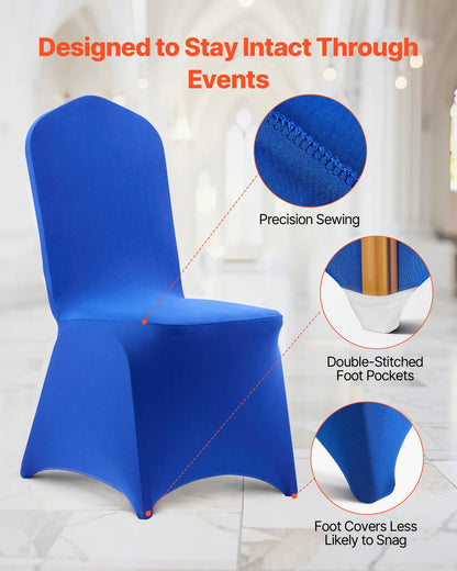 50 Pcs Royal Blue Chair Covers, Polyester Spandex Chair Cover, Stretch Slipcovers for Wedding Party Dining Banquet Flat-Front Chair Covers, Fits Chair Measures up to 20.08 x 17.72 x 37.4 inch