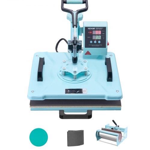 Värmepressmaskin, 30 x 15 tum, 5-i-1 värmeöverföringsmaskin med 940 ml tumlarpress, 360° svängbar T-shirtpressning, digital precisionskontroll, för T-shirts/muggar/hattar/tallrikar, grön