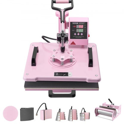 Heat Press Machine 30.5x38.1 cm 8 in 1 with 850.5 g Tumbler Press T-Shirts Pink