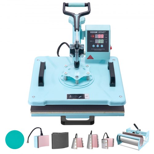 Värmepress 300 x 380 mm 8 i 1 med 850,5 g tumlarpress T-shirts gröna