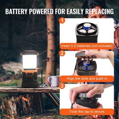 LED Camping Lantern, All-in-one, 1000LM, 360° Illumination, 4 Lighting Modes, Battery Powered Light, Outdoor Robust Flashlight, Built to Last Light, Ideal for Hiking Fishing Outages Repairs
