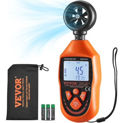 Handheld Anemometer, 14℉-113℉, Digital Wind Speed Meter Gauge with LED Backlight Screen, Measures Wind Velocity Wind Temperature Air Flow Wind Chill, for Sailing Surfing Drone Flying HVAC