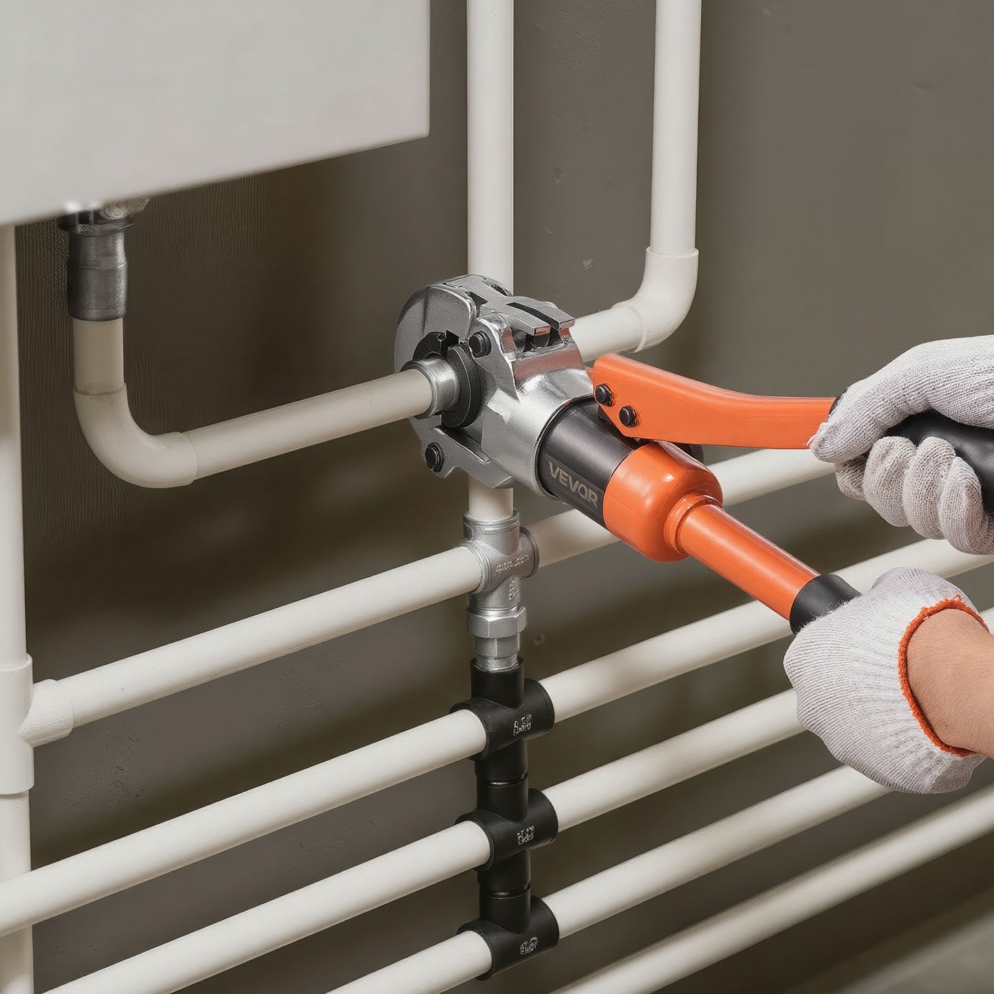 Hydraulisk rörpressverktyg, PEX- och aluminium-plaströrkopplingar med TH16 TH20 TH26 TH32 käftar och bärväska, presskrimpverktygssats för VVS-reparationer och installationer